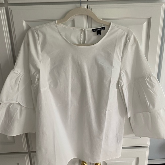 NWT White J.Crew cotton top with tiered sleeves - Picture 3 of 3